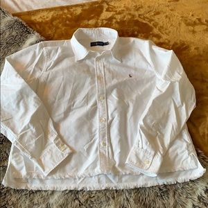 White Cropped button down shirt